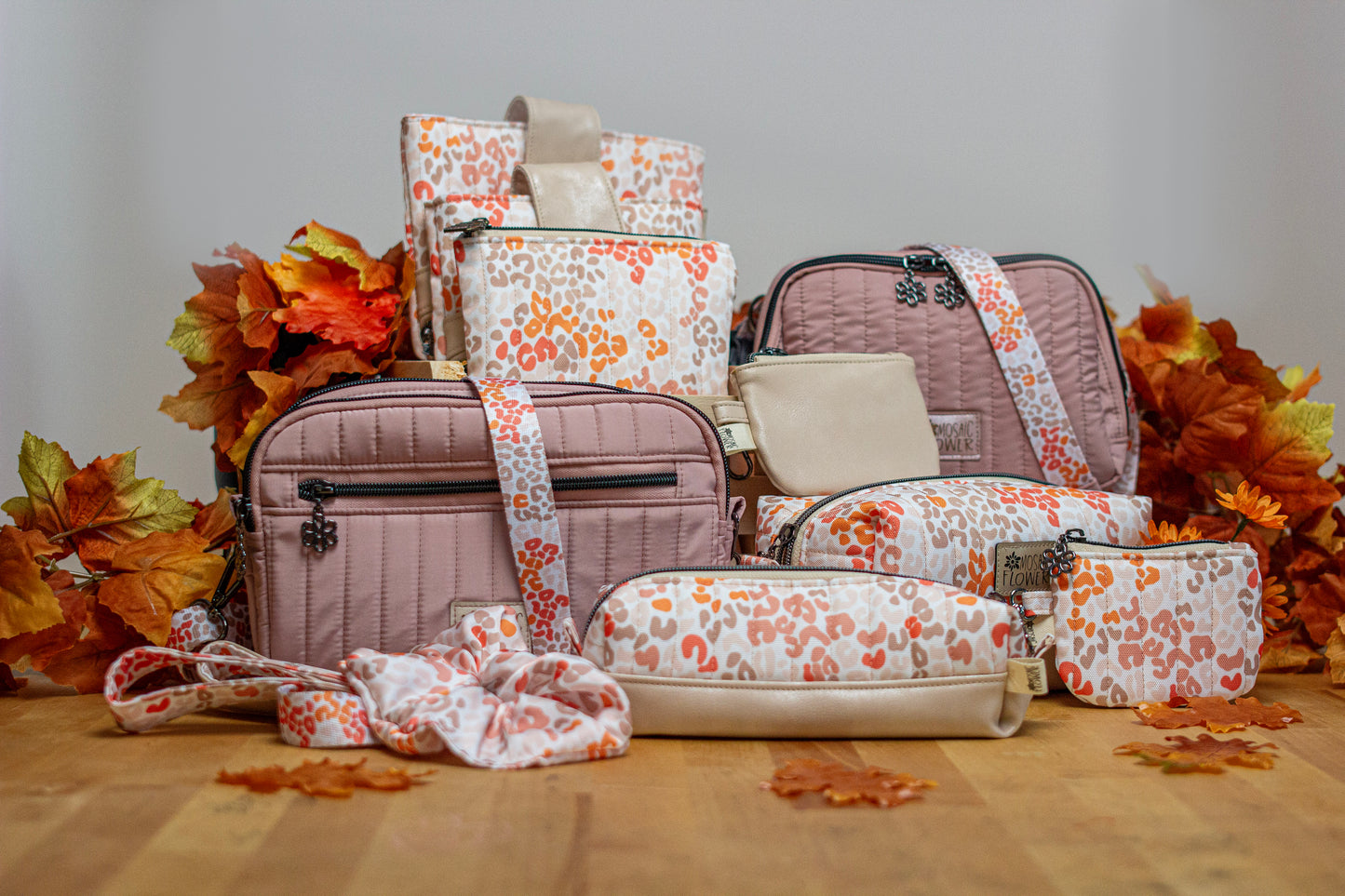 Makeup Bag Medium: Quilted Canvas/Vinyl Wild Fall
