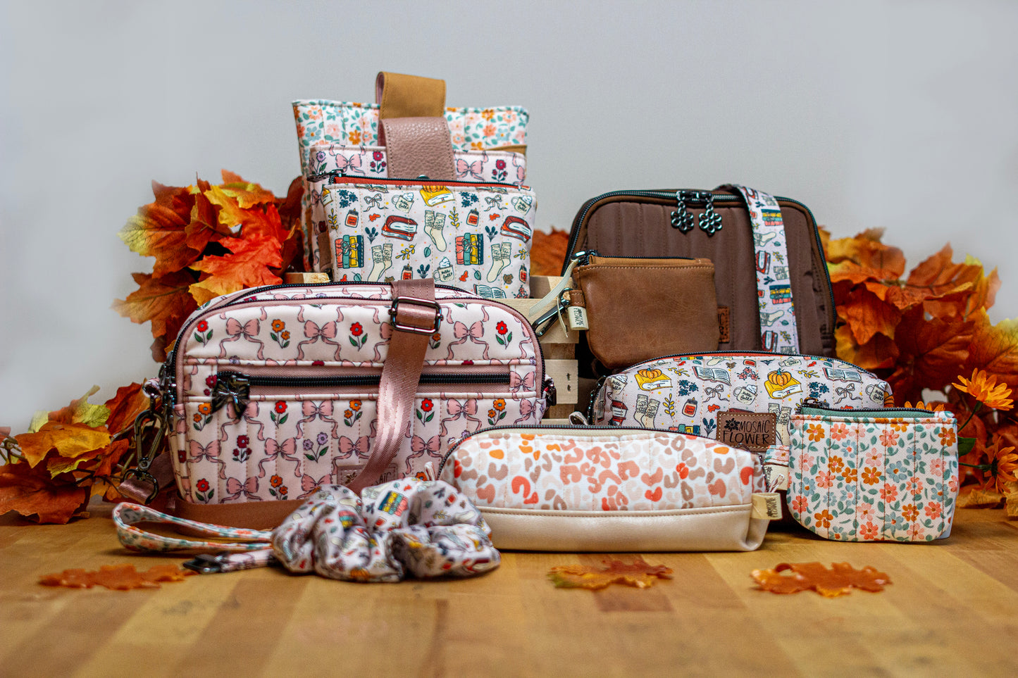 Makeup Bag Medium: Quilted Canvas/Vinyl Wild Fall