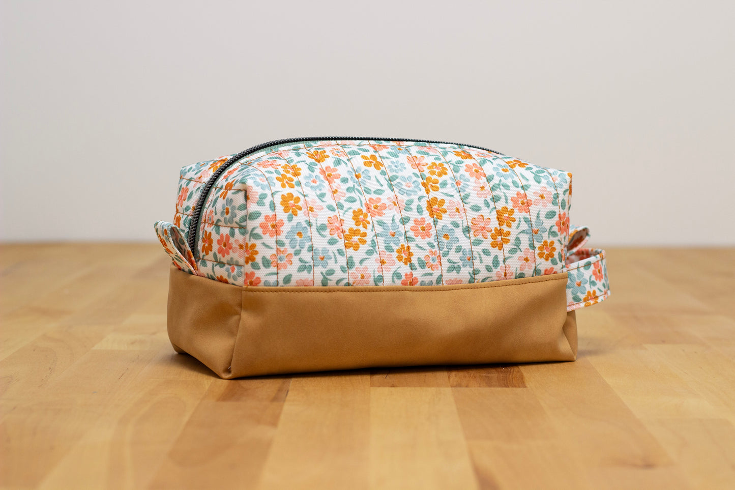 Makeup Bag Medium: Quilted Canvas/Vinyl Fall Floral