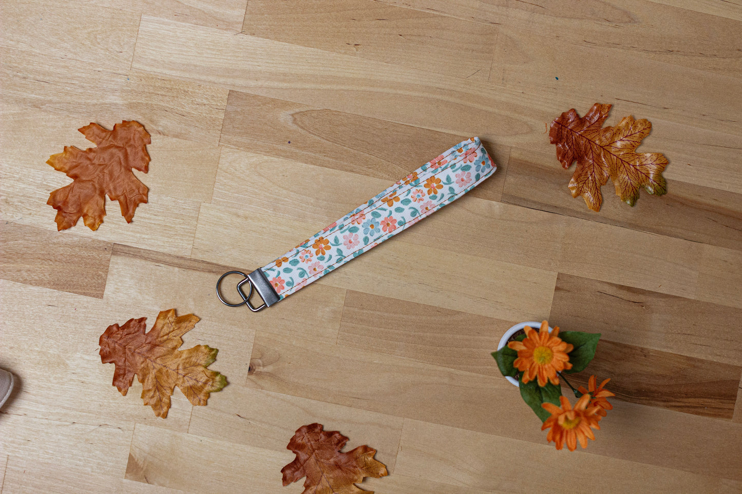 Key Fob Wristlet Strap: Fall Floral