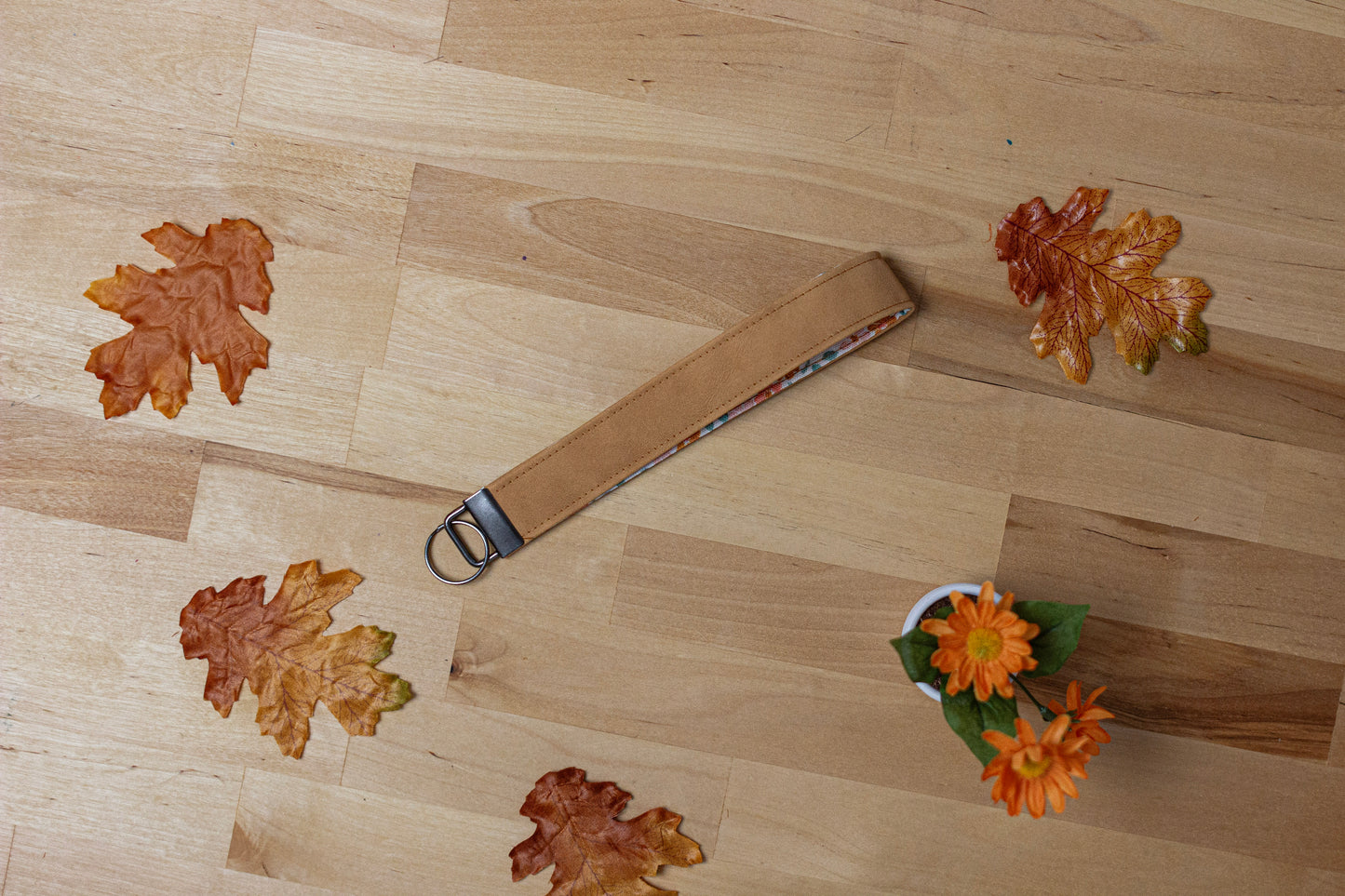 Key Fob Wristlet Strap: Fall Floral