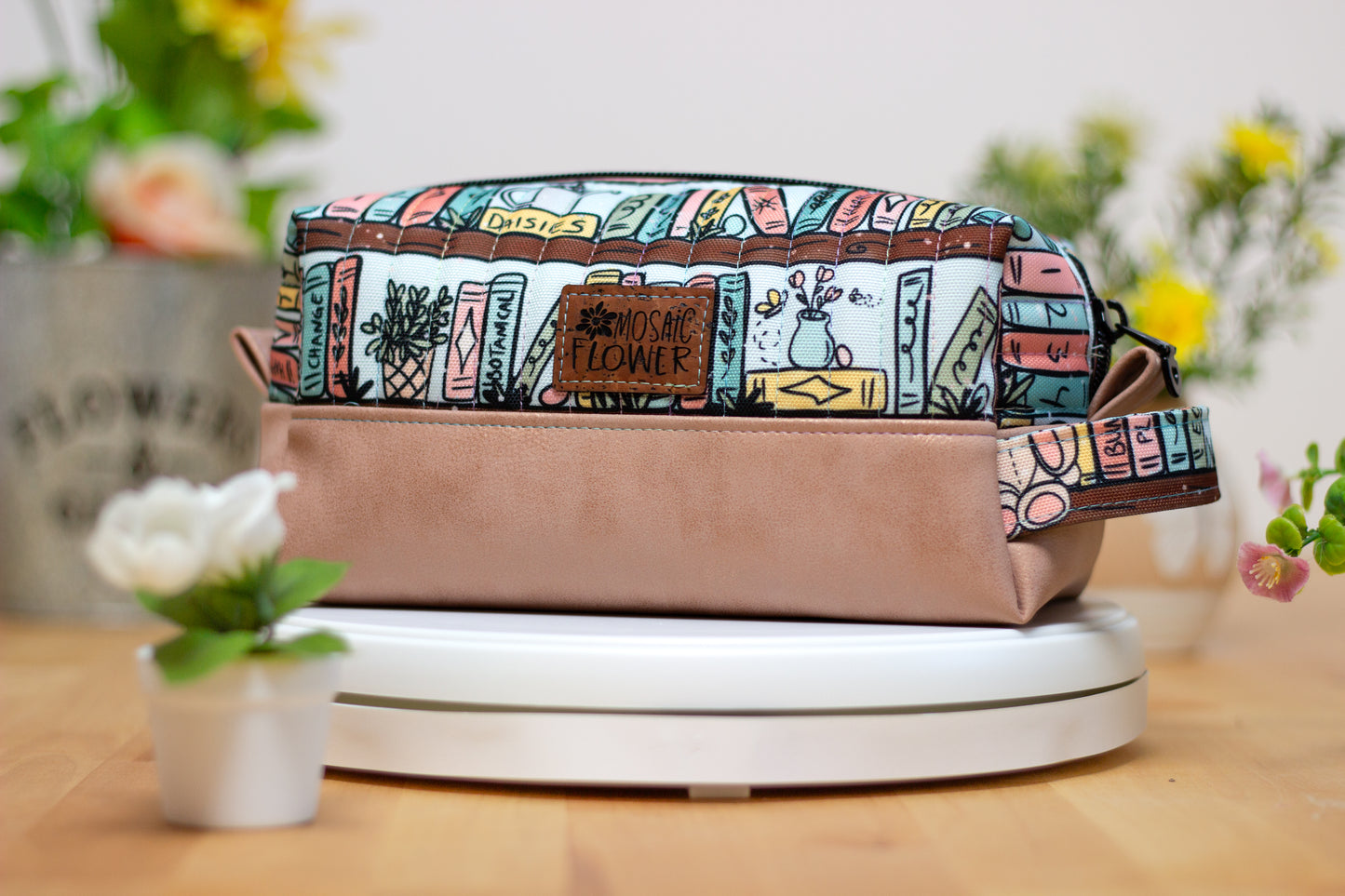 Cosmetic Bag Medium: Canvas/Vinyl Spring
