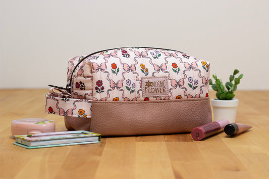 Makeup Bag Medium: Quilted Canvas/Vinyl Sweet Fall