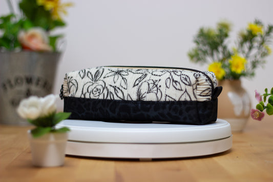 Pencil Pouch: Inked Rose Spring Corduroy/Vinyl